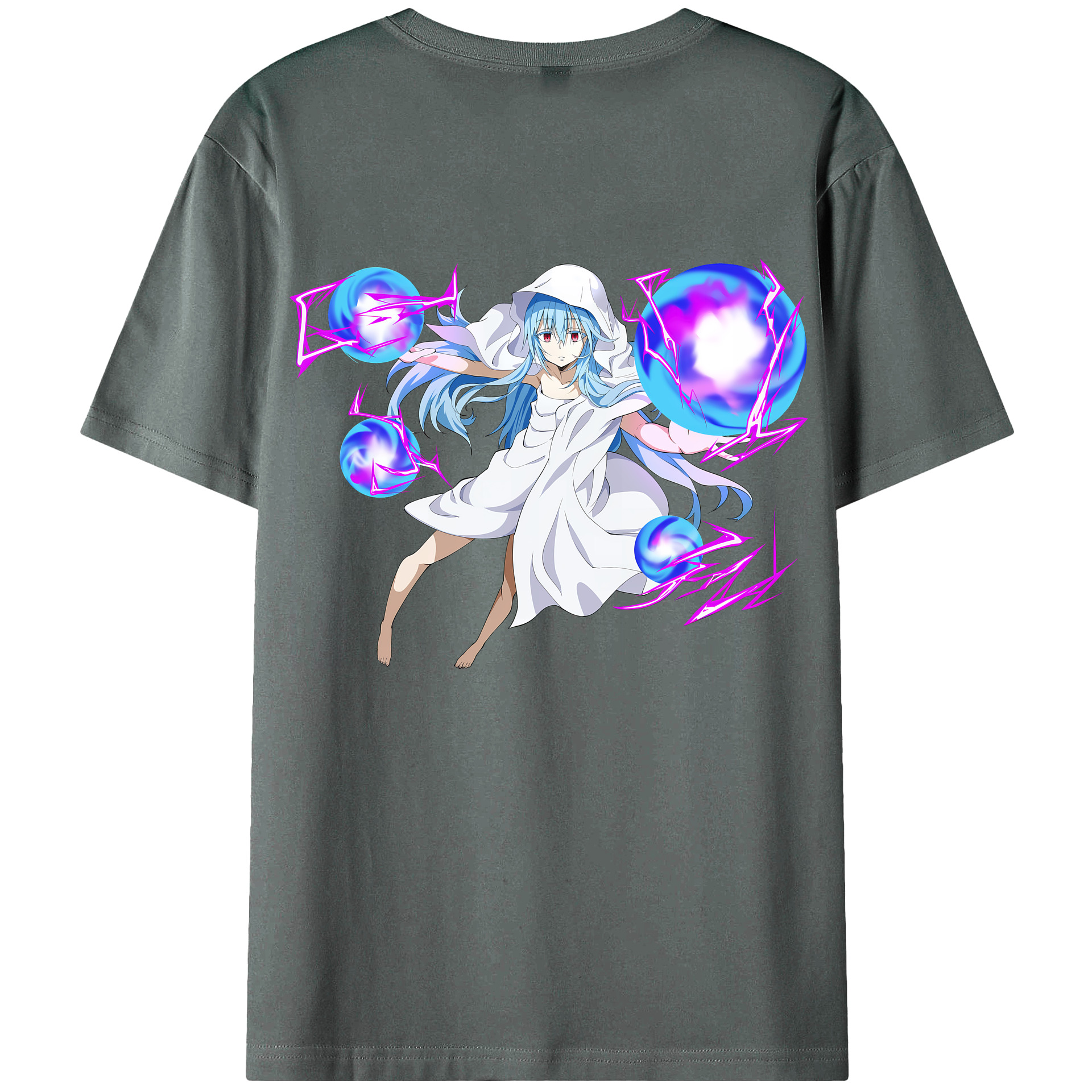 （画像用） 転スラ Regarding Reincarnated to Slime 綿100％ メンズ半袖Tシャツ（バックプリント） 通気性